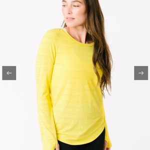 Zyia Yellow Subtle Stripe Long Sleeve T